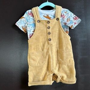 Overall set with dinosaur tshirt